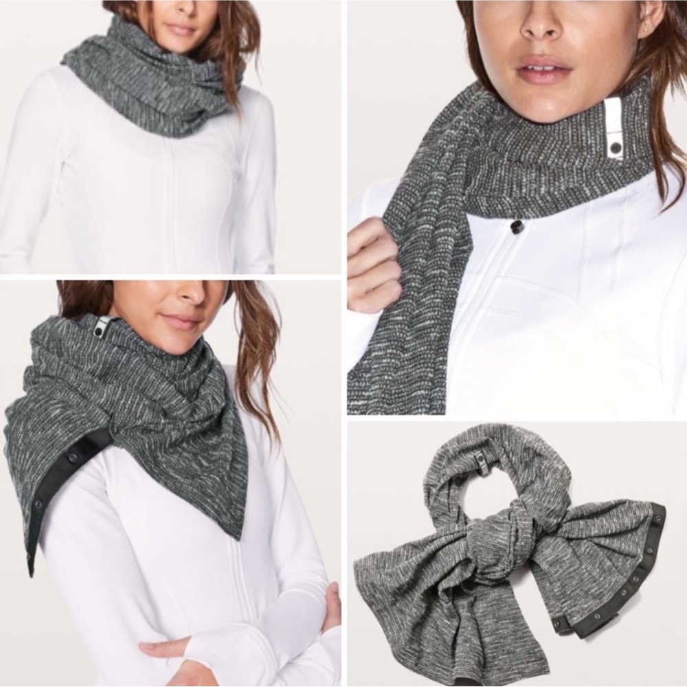 LULULEMON Vinyasa Scarf Black and White Herringbone Scarf